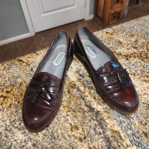 BALLY Switzerland Brown Tassel Leather Loafers Size 9D Made in Italy main image 11